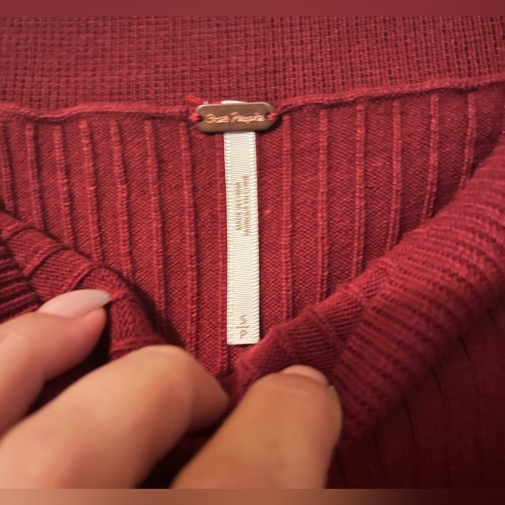 Free People Red Sweater Ribbed Mod Wrap Mini Skirt - Picture 5 of 5